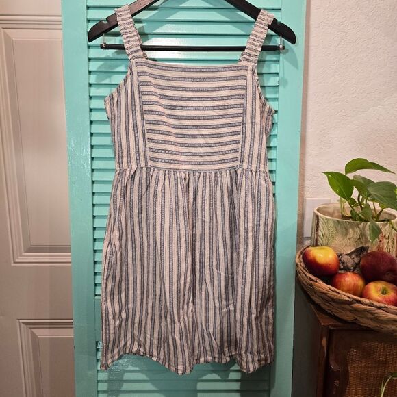 Maurices White & Gray Striped Cinched Strap Dress, Size Large - Picture 4 of 8